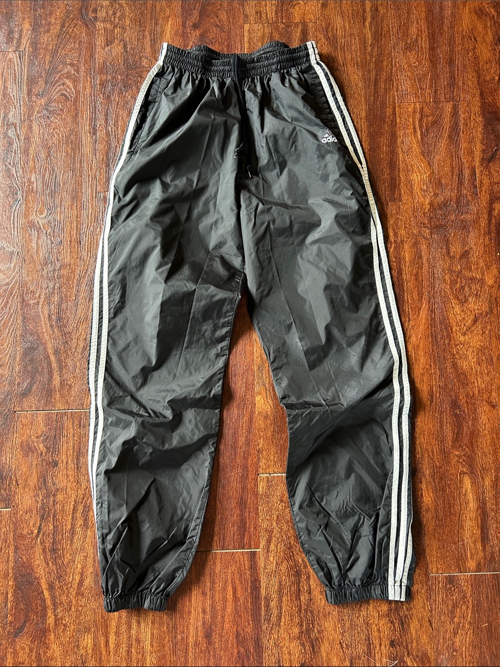 Y2K adidas Black Joggers with White Side Stripes
